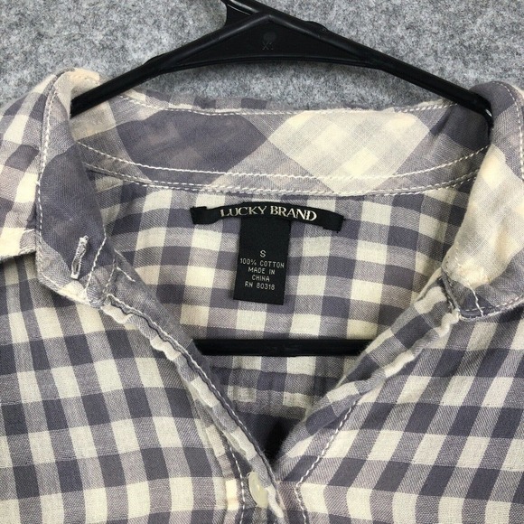 Lucky Brand Top Women's Small Long Sleeve Button Up Plaid Western Casual - Picture 4 of 7